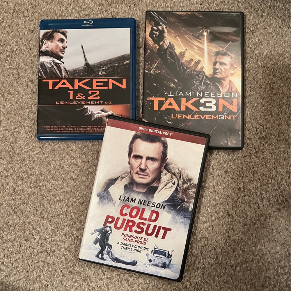 Taken 1-3 and Cold Pursuit DVD  + Blu-ray Collection / 4 Liam Neeson Films